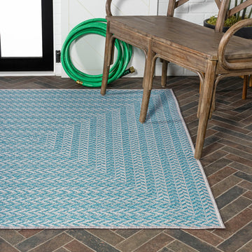Chevron Modern Concentric Squares Indoor/outdoor Area Rug